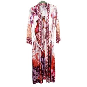 SOFT SURROUNDINGS Faye Silk Blend Peacock Kimono Robe Size‎ Small
